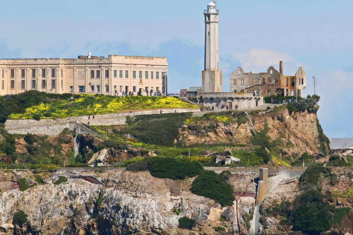 View of the Alcatraz Lighthouse and Island from the water