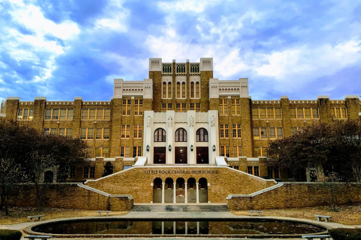 The front facade of Little Rock Central High School