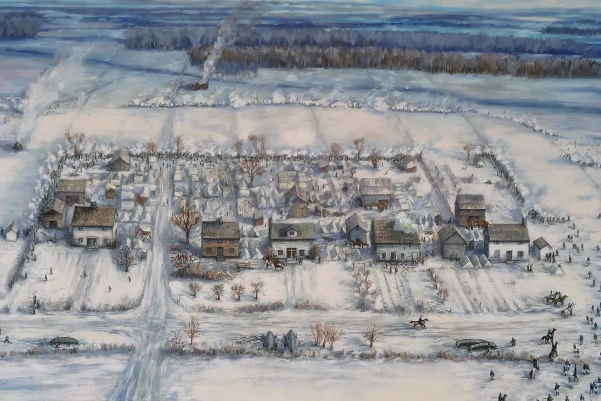 Painting of the Battle of the River Raisin